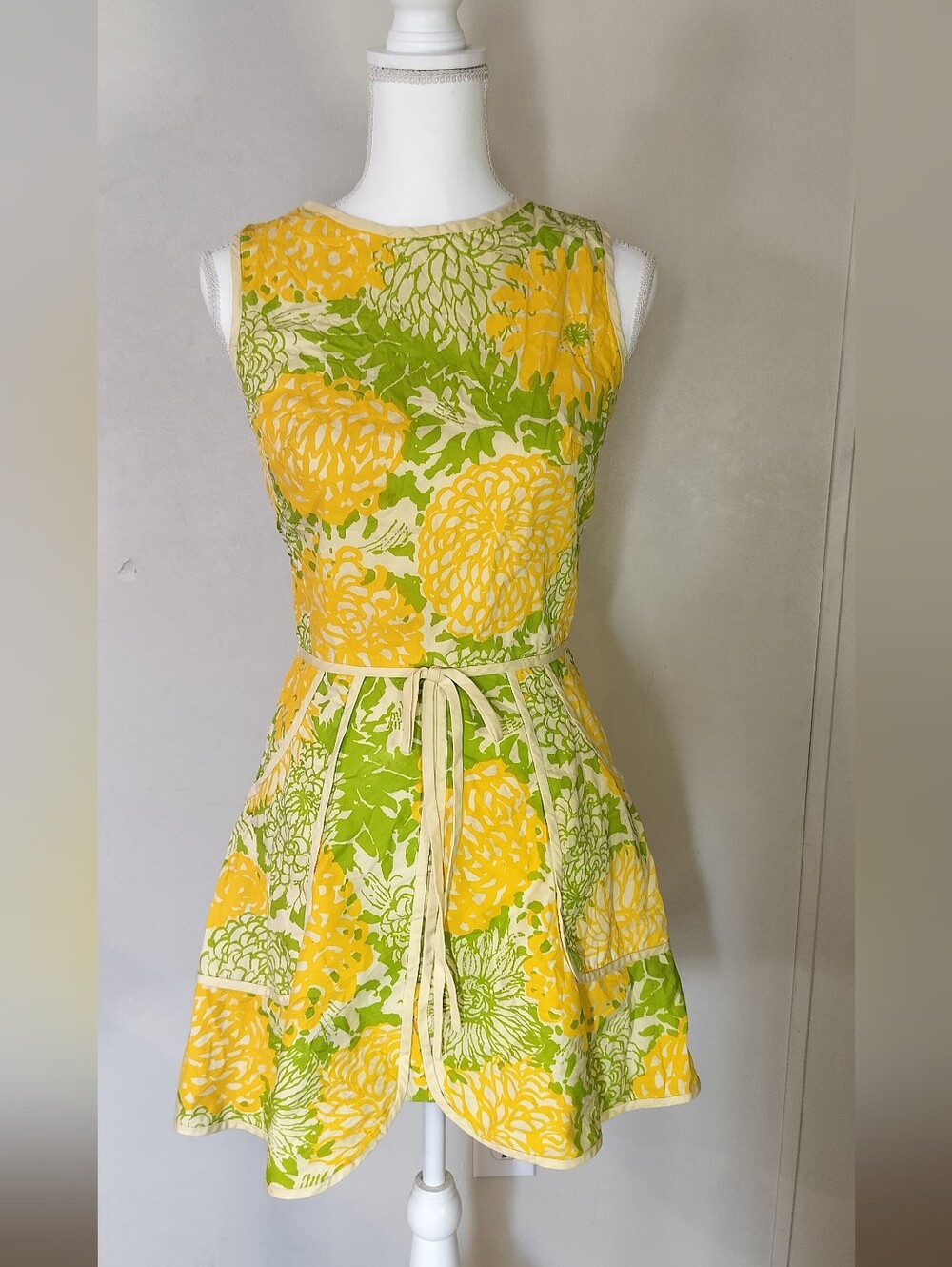 Lilly Pulitzer Yellow & Green Floral Sleeveless Fit-and-Flare Dress